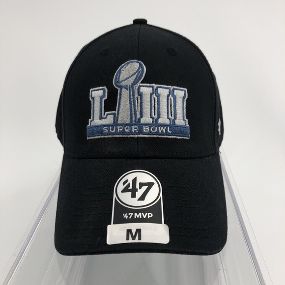 47 Brand Super Bowl LIII 53 Adjustable Hat Black NFL Football Atlanta 2019 NEW - Picture 2 of 12